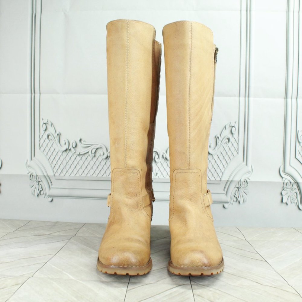 TIMBERLAND Tan Leather Zip Side Classic High Top Boots Size 7 M - Picture 4 of 10